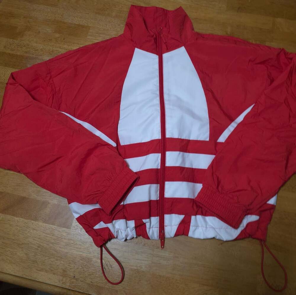 Adidas Large Trefoil Logo Track Top Size XS Red White Jacket